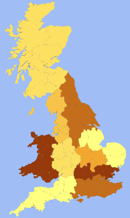 N Gauge Society Area Groups' map